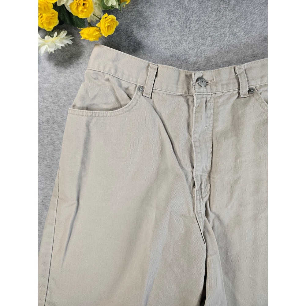 Vintage 90s Faded Glory High Waisted Khaki Cotton Mom Shorts Tan Size 12 - Picture 2 of 10